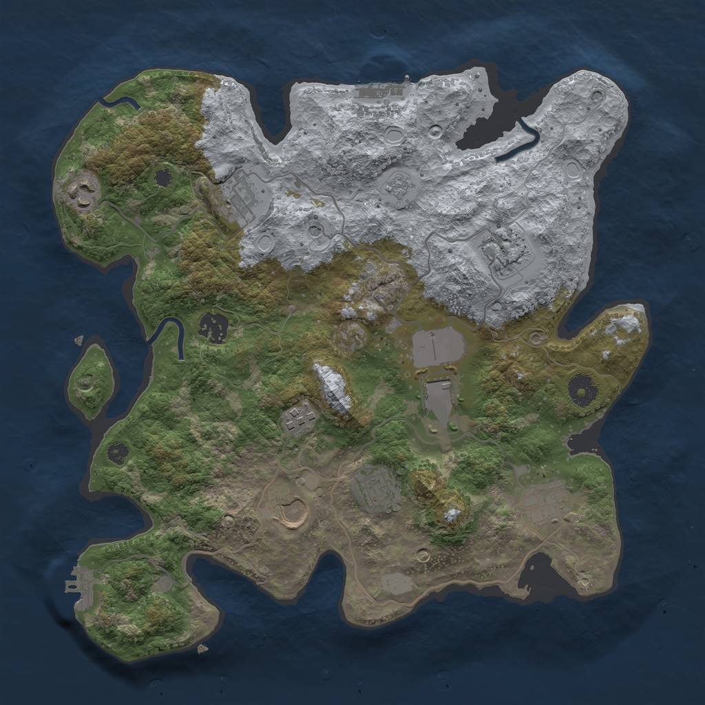 Rust Map: Procedural Map, Size: 3500, Seed: 70571407, 18 Monuments