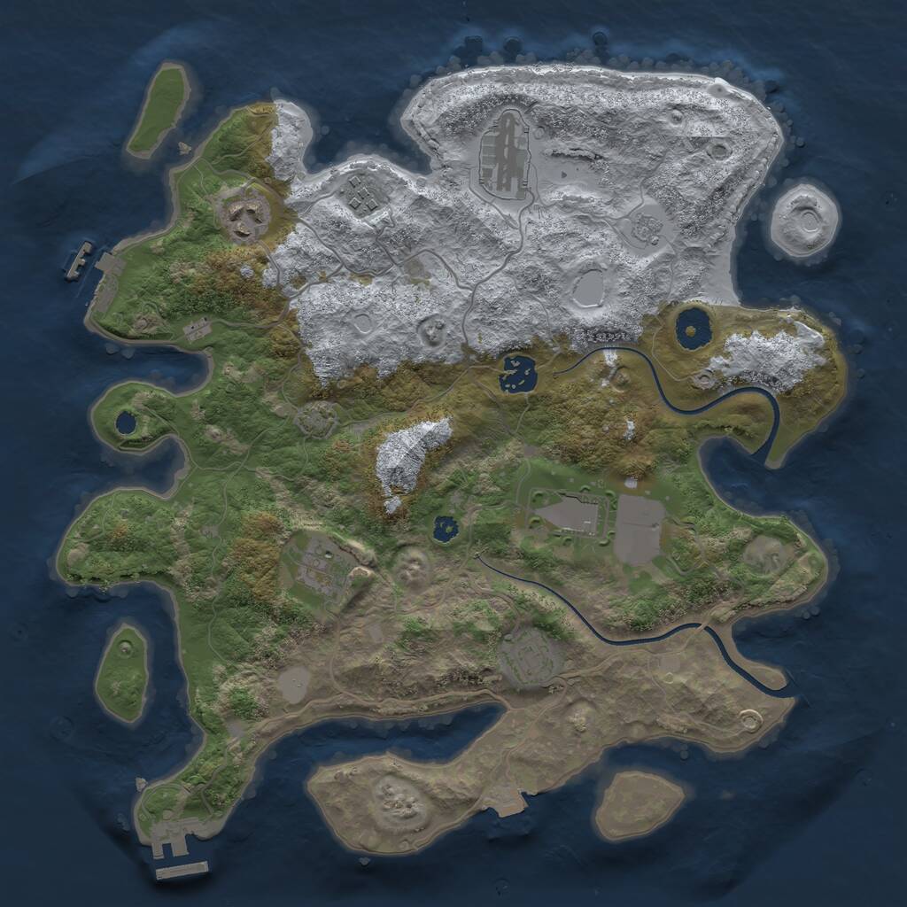 Rust Map: Procedural Map, Size: 3500, Seed: 11412, 12 Monuments