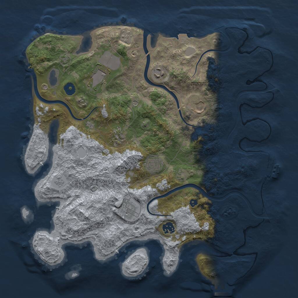 Rust Map: Procedural Map, Size: 3800, Seed: 90695, 14 Monuments