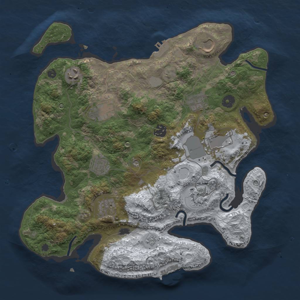 Rust Map: Procedural Map, Size: 3500, Seed: 127646220, 18 Monuments