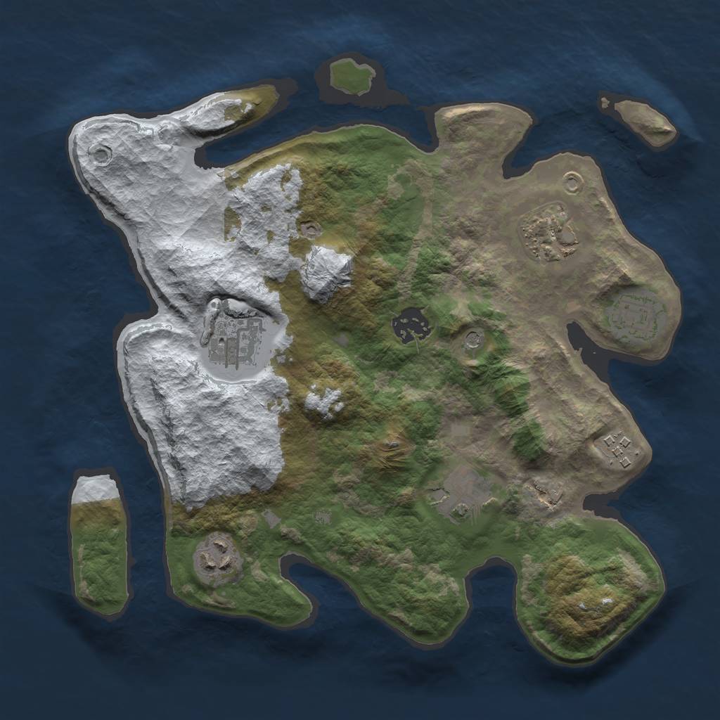 Rust Map: Barren, Size: 3000, Seed: 1011857840, 10 Monuments