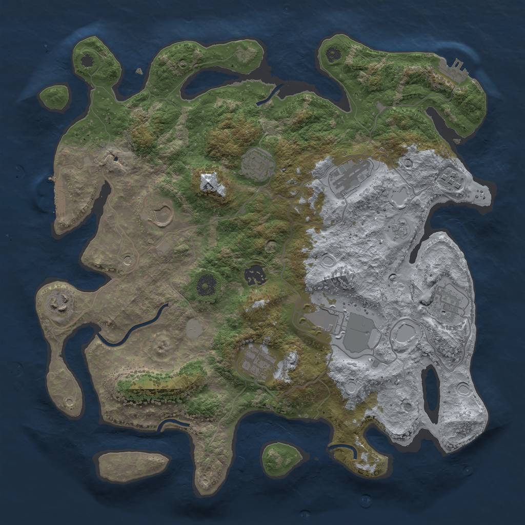 Rust Map: Procedural Map, Size: 3700, Seed: 161210356, 18 Monuments