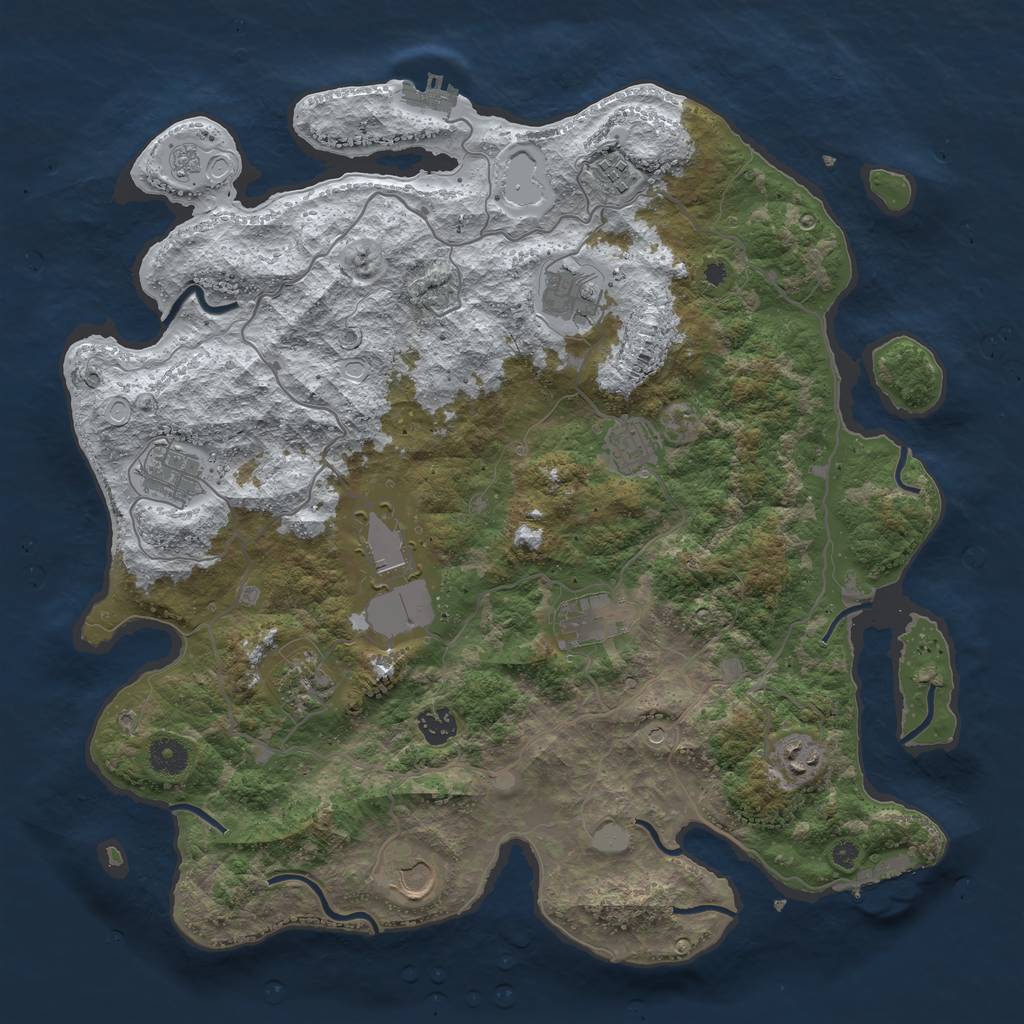 Rust Map: Procedural Map, Size: 4050, Seed: 768815204, 19 Monuments