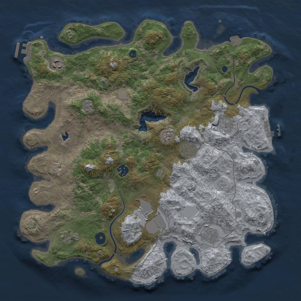 Rust Map: Procedural Map, Size: 4000, Seed: 1669786543, 14 Monuments