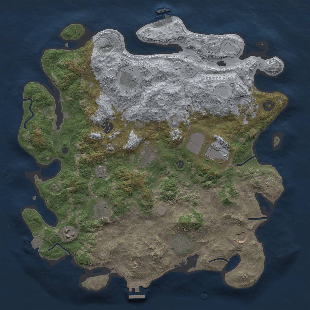 Rust Map: Procedural Map, Size: 3950, Seed: 589812802, 16 Monuments
