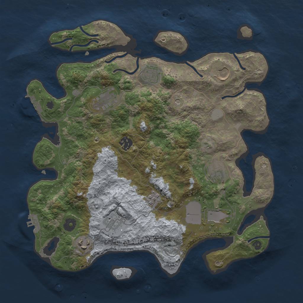Rust Map: Procedural Map, Size: 3500, Seed: 21737203, 17 Monuments