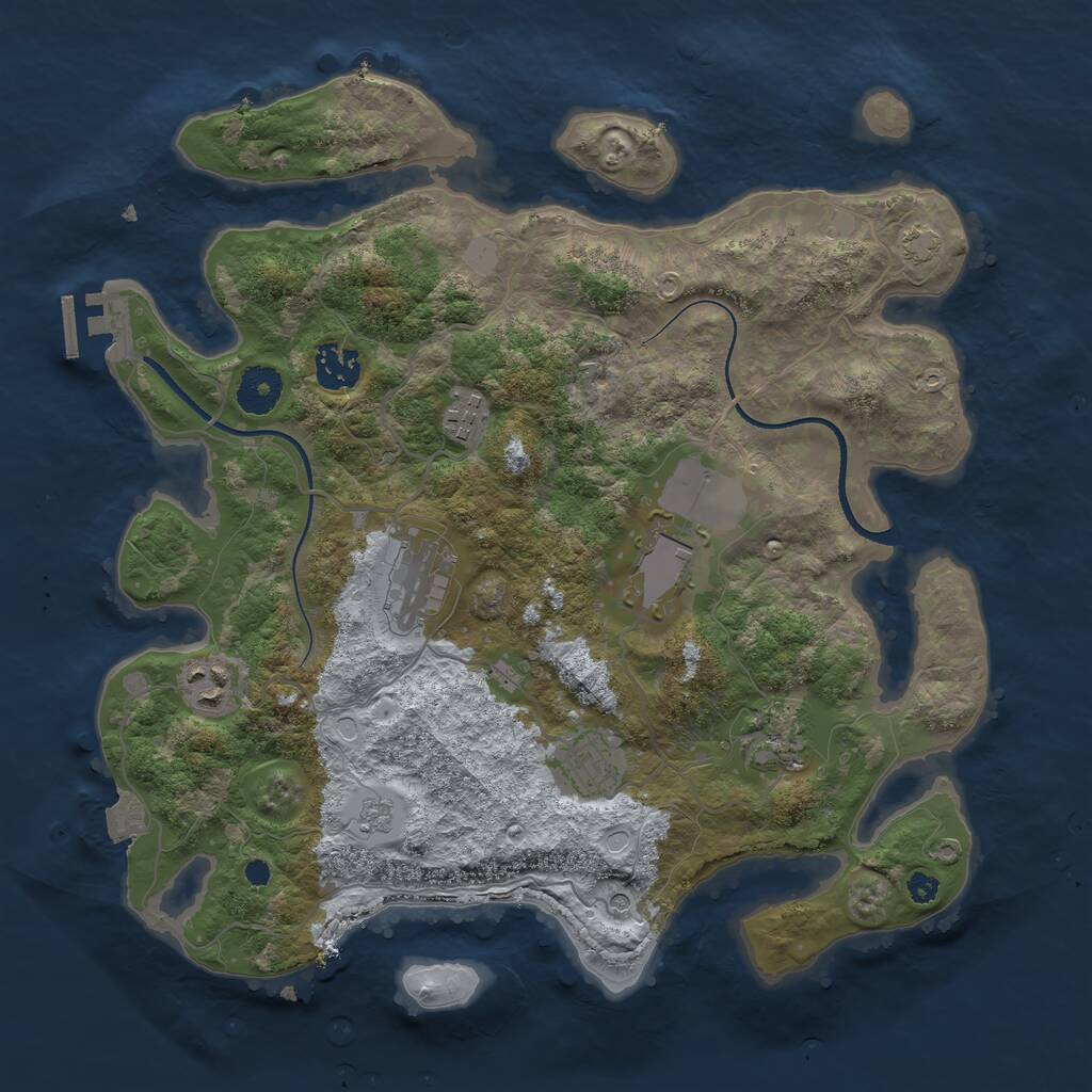 Rust Map: Procedural Map, Size: 3500, Seed: 21737203, 12 Monuments