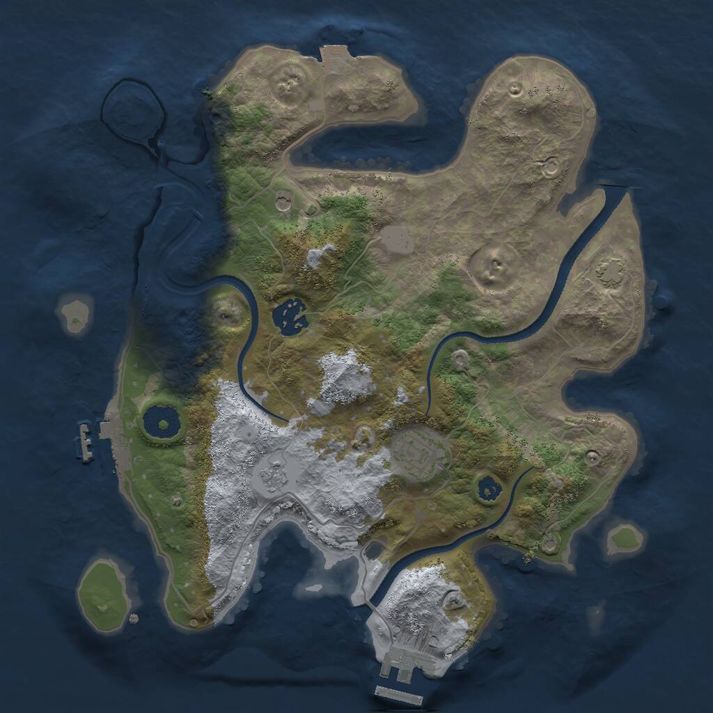 Rust Map: Procedural Map, Size: 3000, Seed: 429813, 8 Monuments