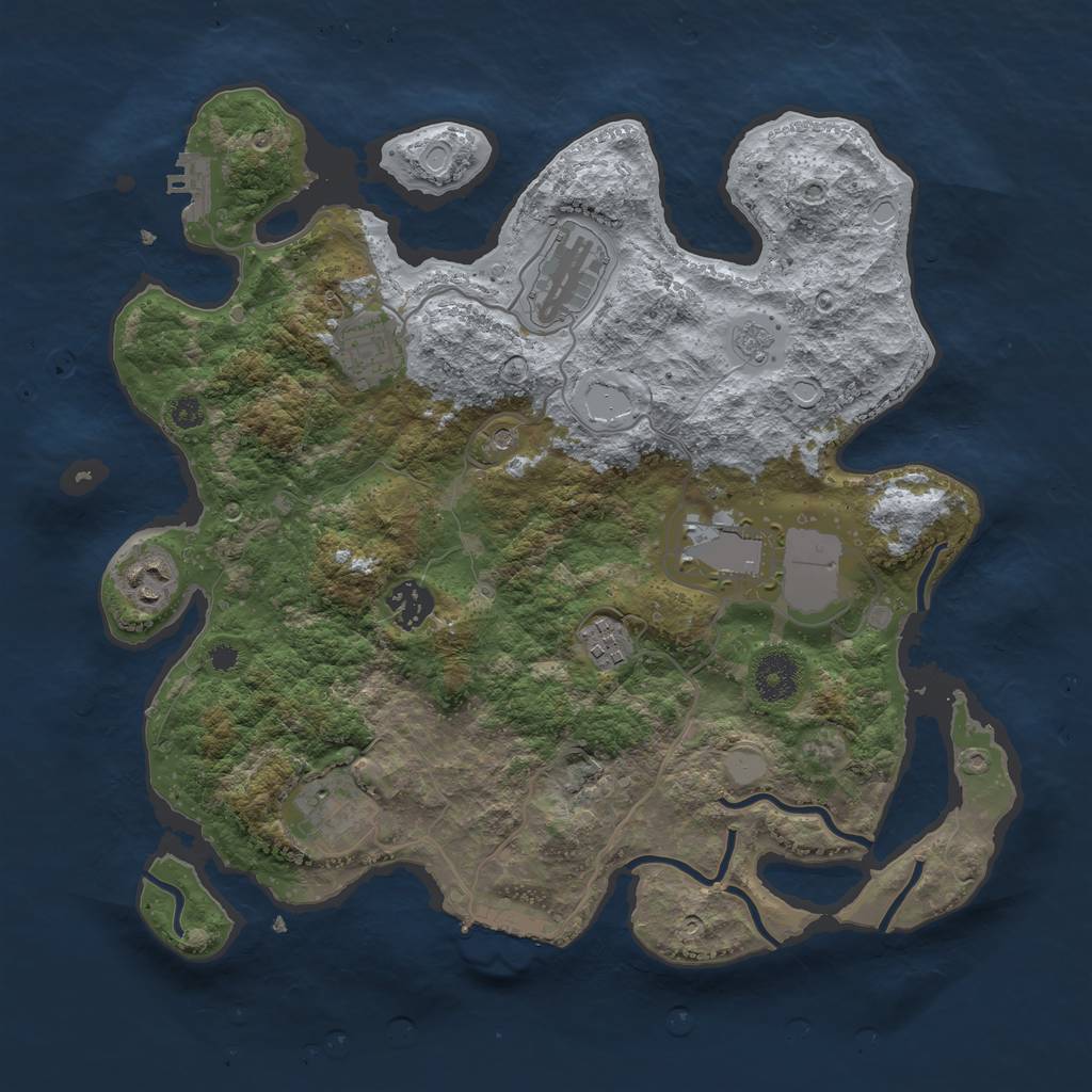 Rust Map: Procedural Map, Size: 3500, Seed: 1650614997, 16 Monuments