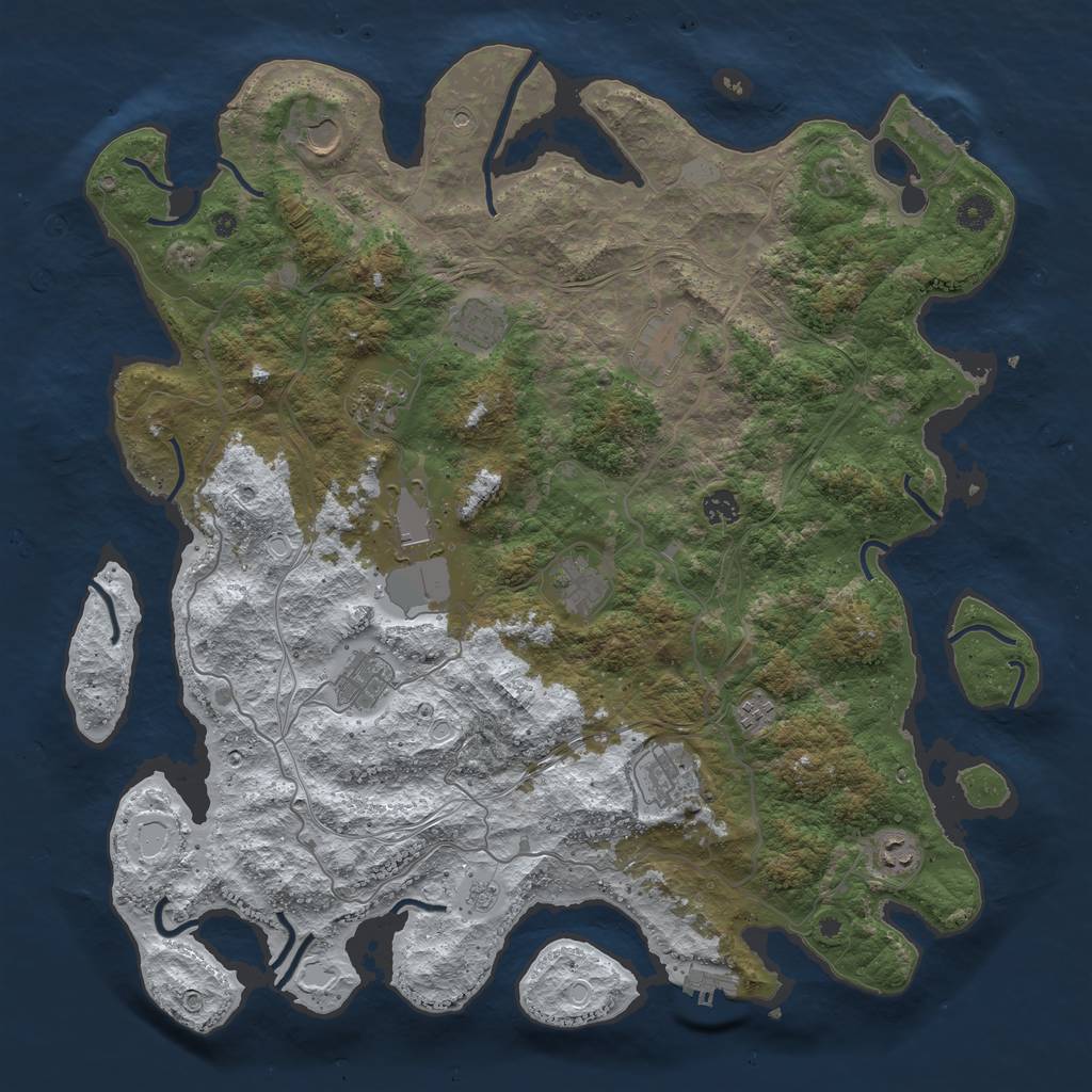 Rust Map: Procedural Map, Size: 4500, Seed: 1170721079, 20 Monuments