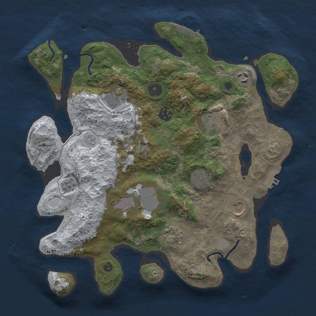 Rust Map: Procedural Map, Size: 3500, Seed: 63429475, 18 Monuments