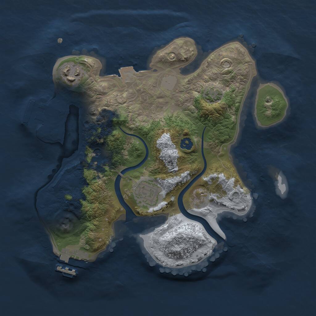Rust Map: Procedural Map, Size: 2500, Seed: 629664031, 7 Monuments