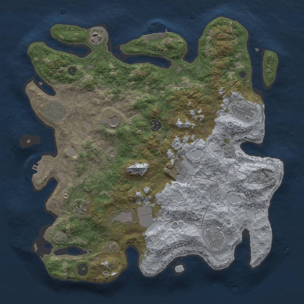 Rust Map: Procedural Map, Size: 3850, Seed: 818545618, 18 Monuments