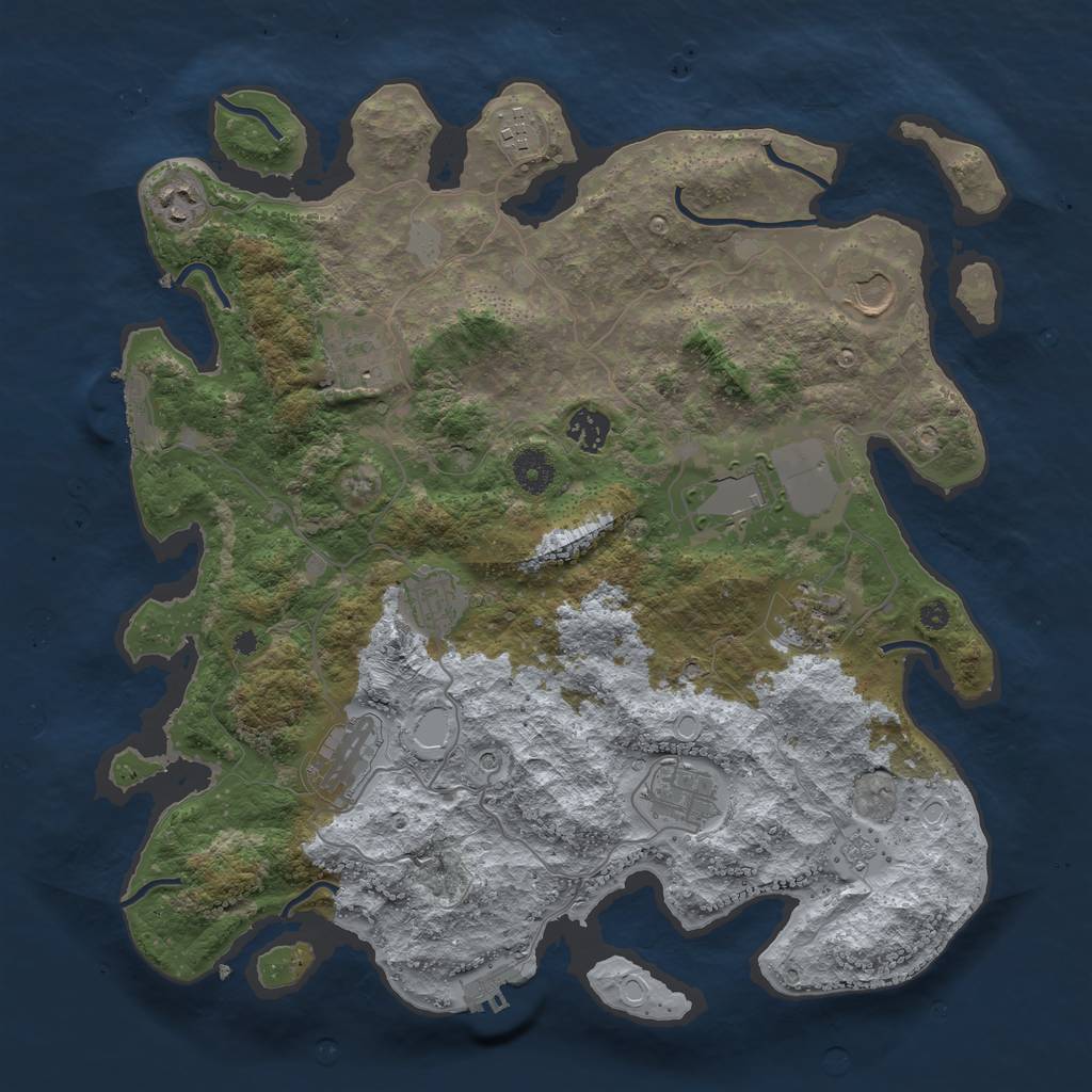 Rust Map: Procedural Map, Size: 3850, Seed: 953312665, 19 Monuments