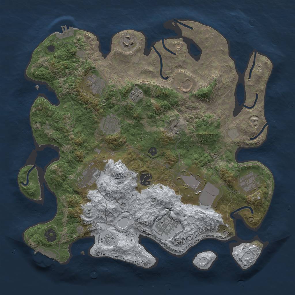 Rust Map: Procedural Map, Size: 3500, Seed: 1757949709, 19 Monuments
