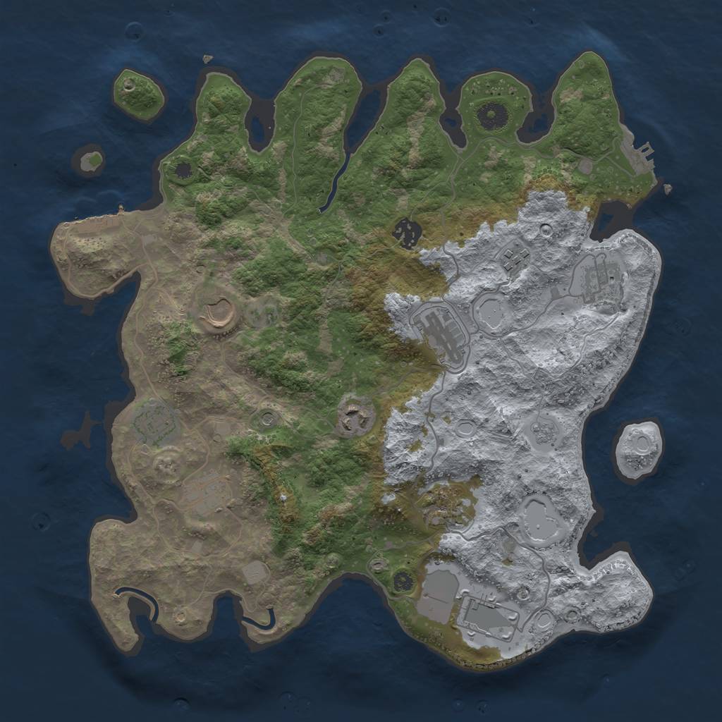 Rust Map: Procedural Map, Size: 3750, Seed: 950115180, 19 Monuments