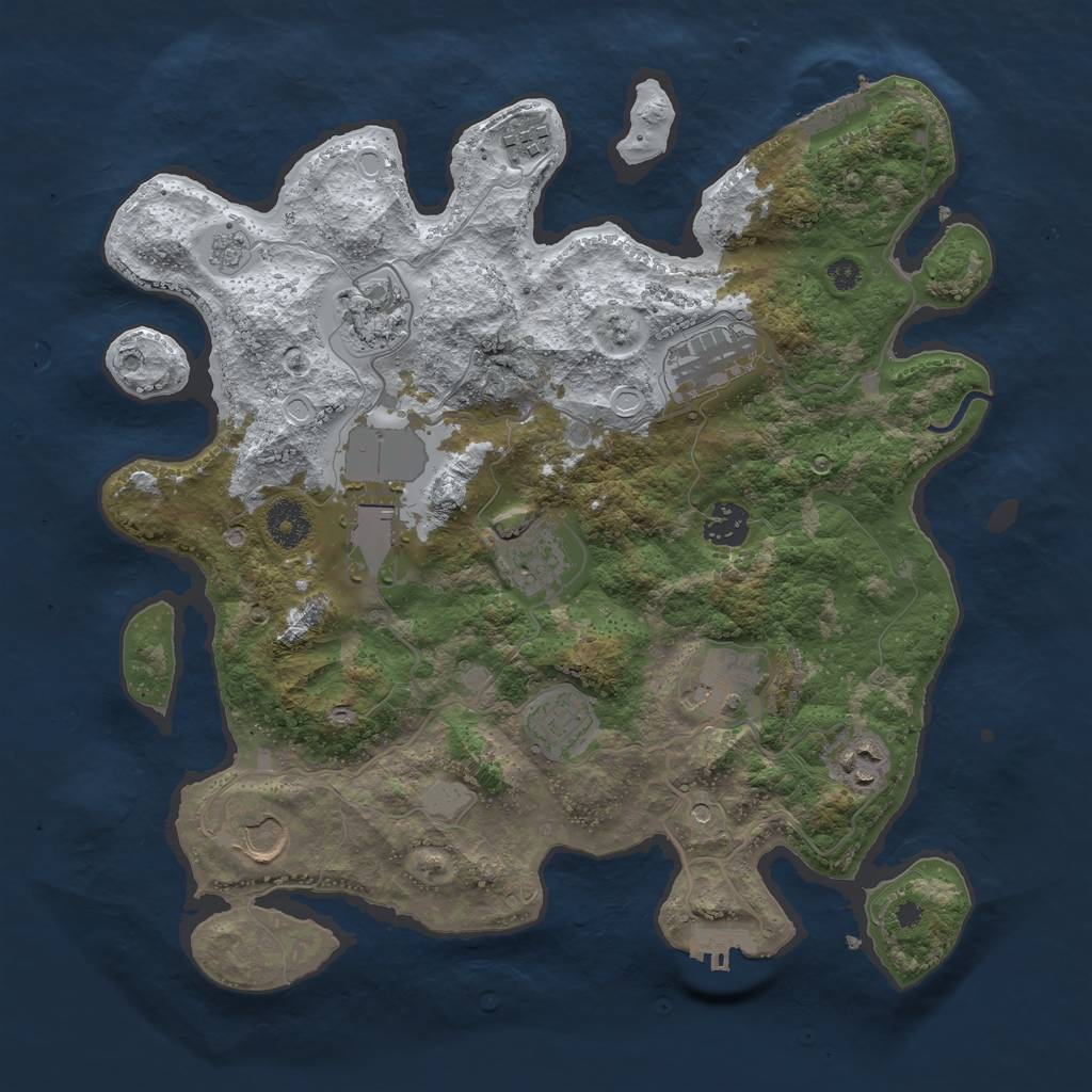 Rust Map: Procedural Map, Size: 3600, Seed: 14558, 19 Monuments