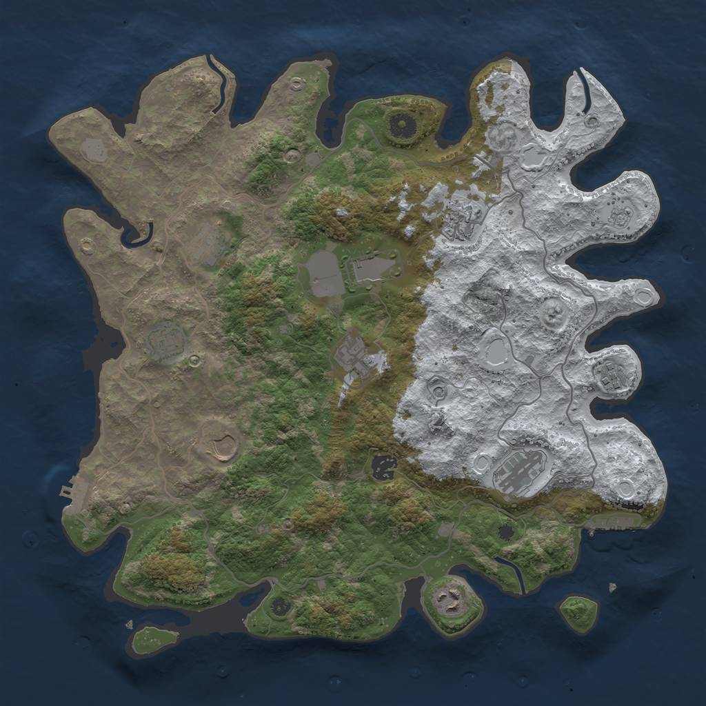 Rust Map: Procedural Map, Size: 4000, Seed: 633367453, 19 Monuments