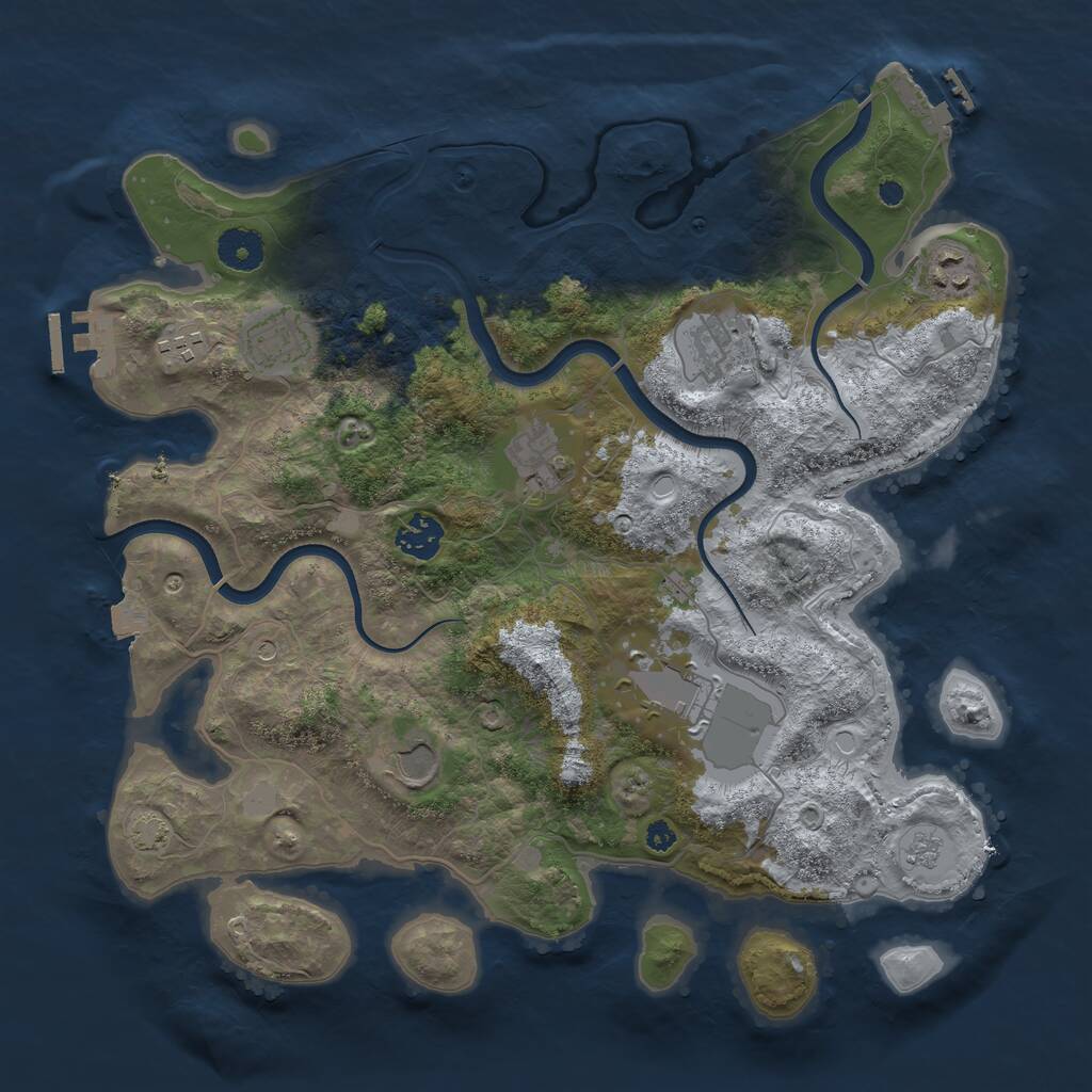 Rust Map: Procedural Map, Size: 3650, Seed: 415203088, 14 Monuments