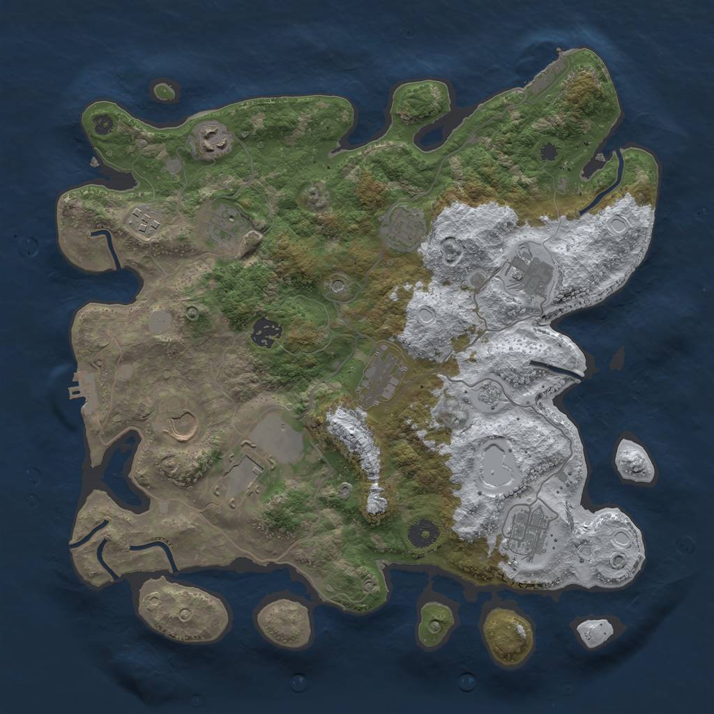 Rust Map: Procedural Map, Size: 3650, Seed: 415203088, 19 Monuments