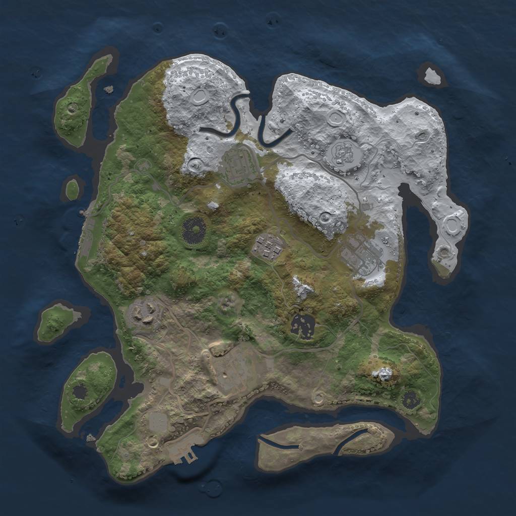 Rust Map: Procedural Map, Size: 3000, Seed: 457943236, 14 Monuments