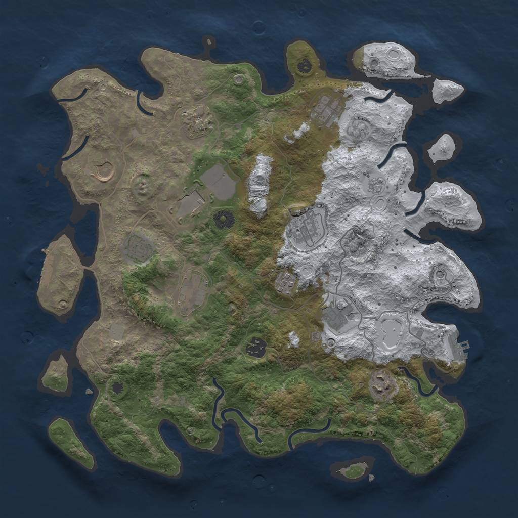 Rust Map: Procedural Map, Size: 3850, Seed: 1321743432, 20 Monuments