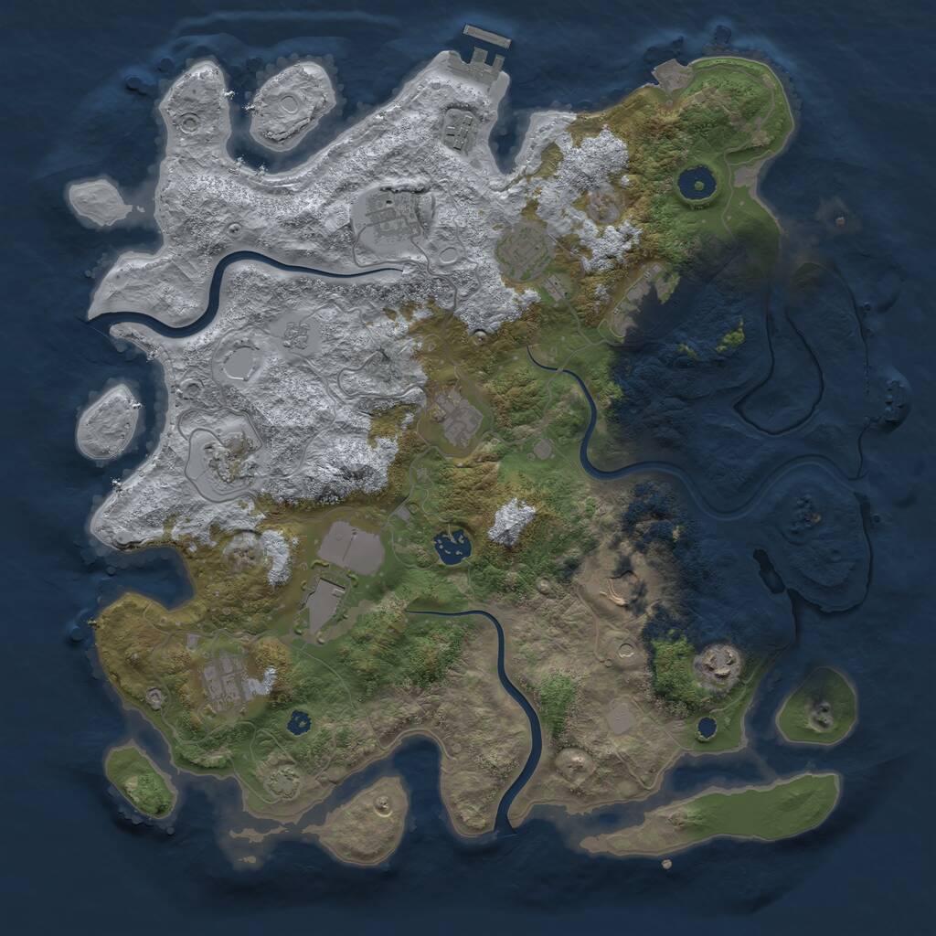 Rust Map: Procedural Map, Size: 3950, Seed: 37706184, 17 Monuments