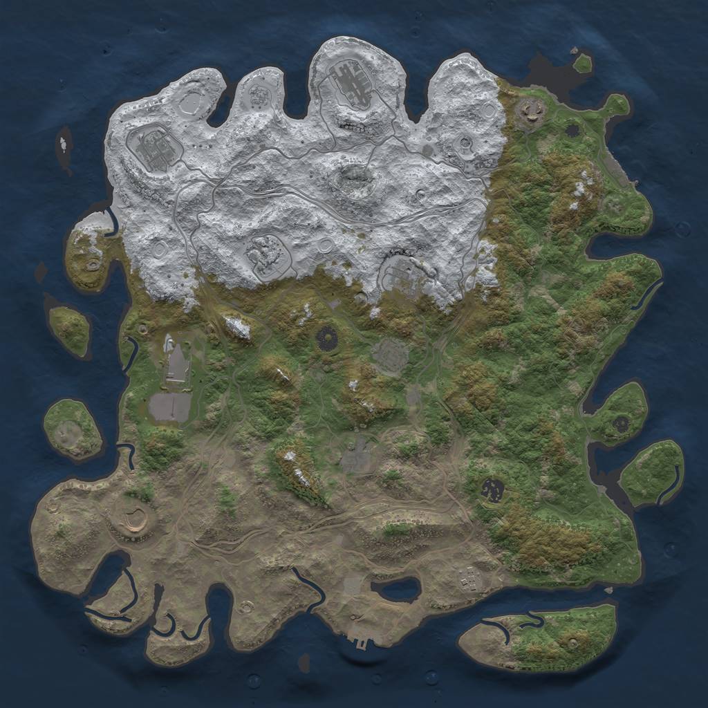Rust Map: Procedural Map, Size: 4500, Seed: 1988493597, 20 Monuments