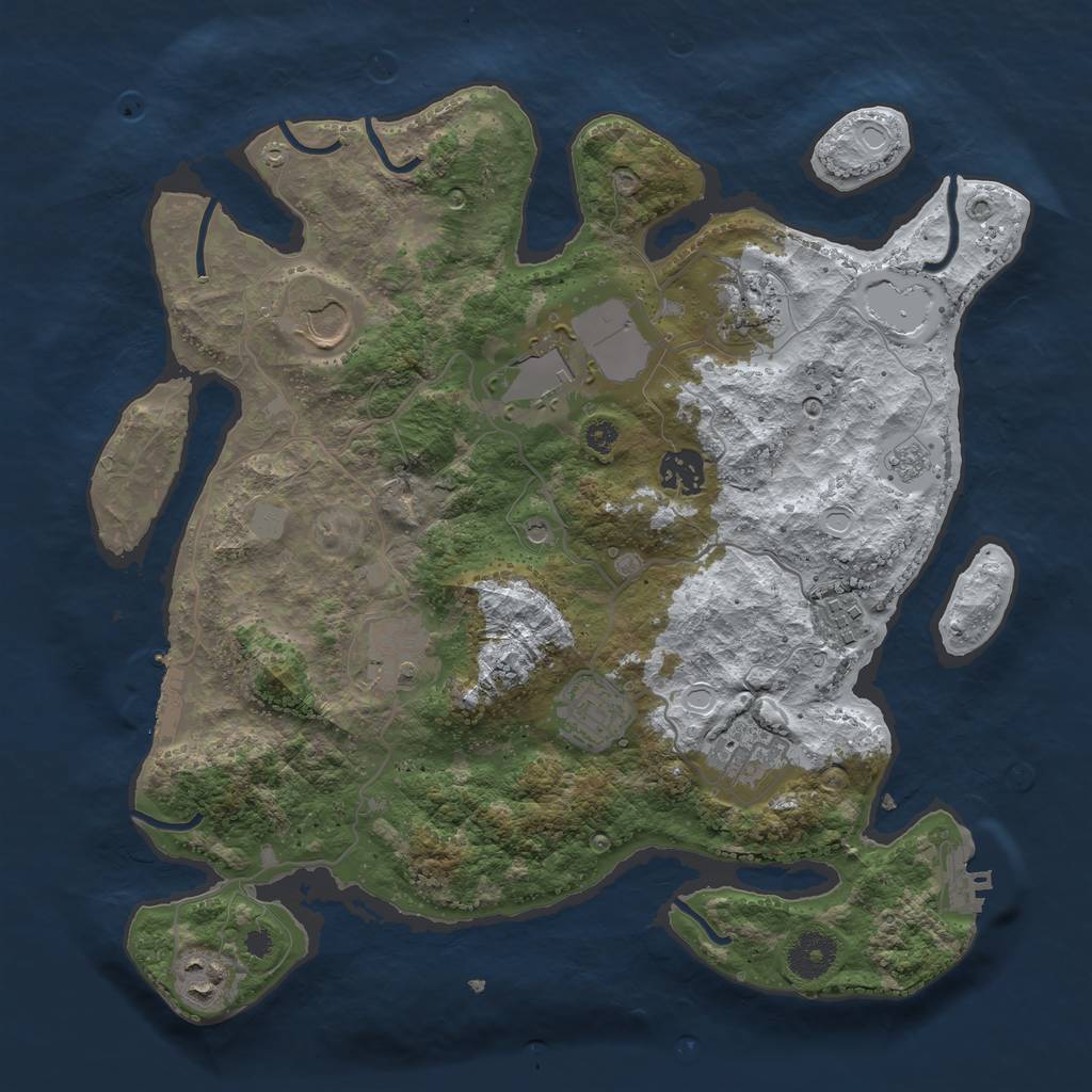 Rust Map: Procedural Map, Size: 3500, Seed: 1196498214, 18 Monuments