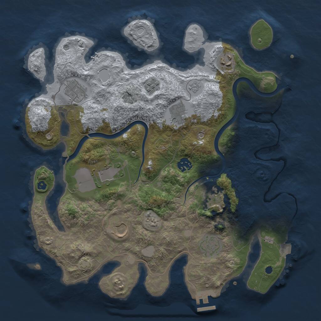 Rust Map: Procedural Map, Size: 3500, Seed: 1455956589, 14 Monuments