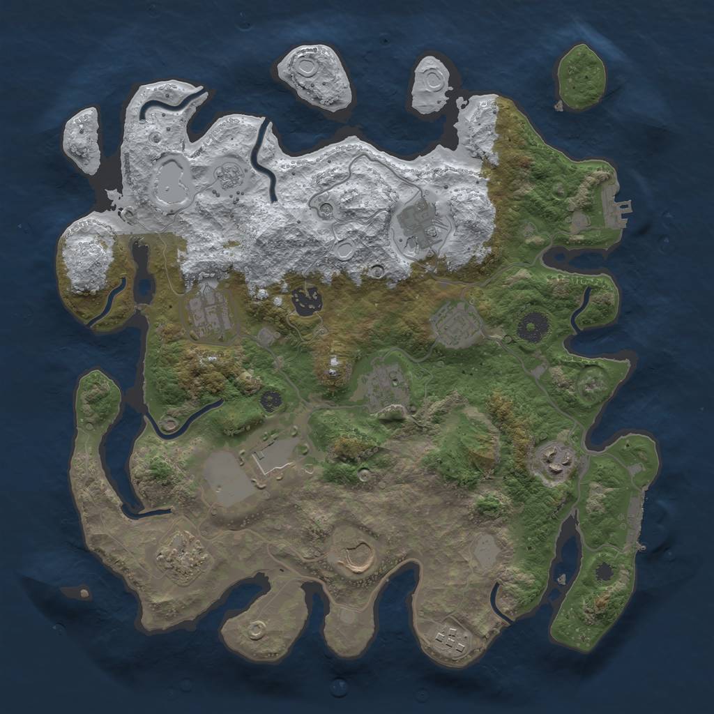 Rust Map: Procedural Map, Size: 3500, Seed: 1455956589, 19 Monuments