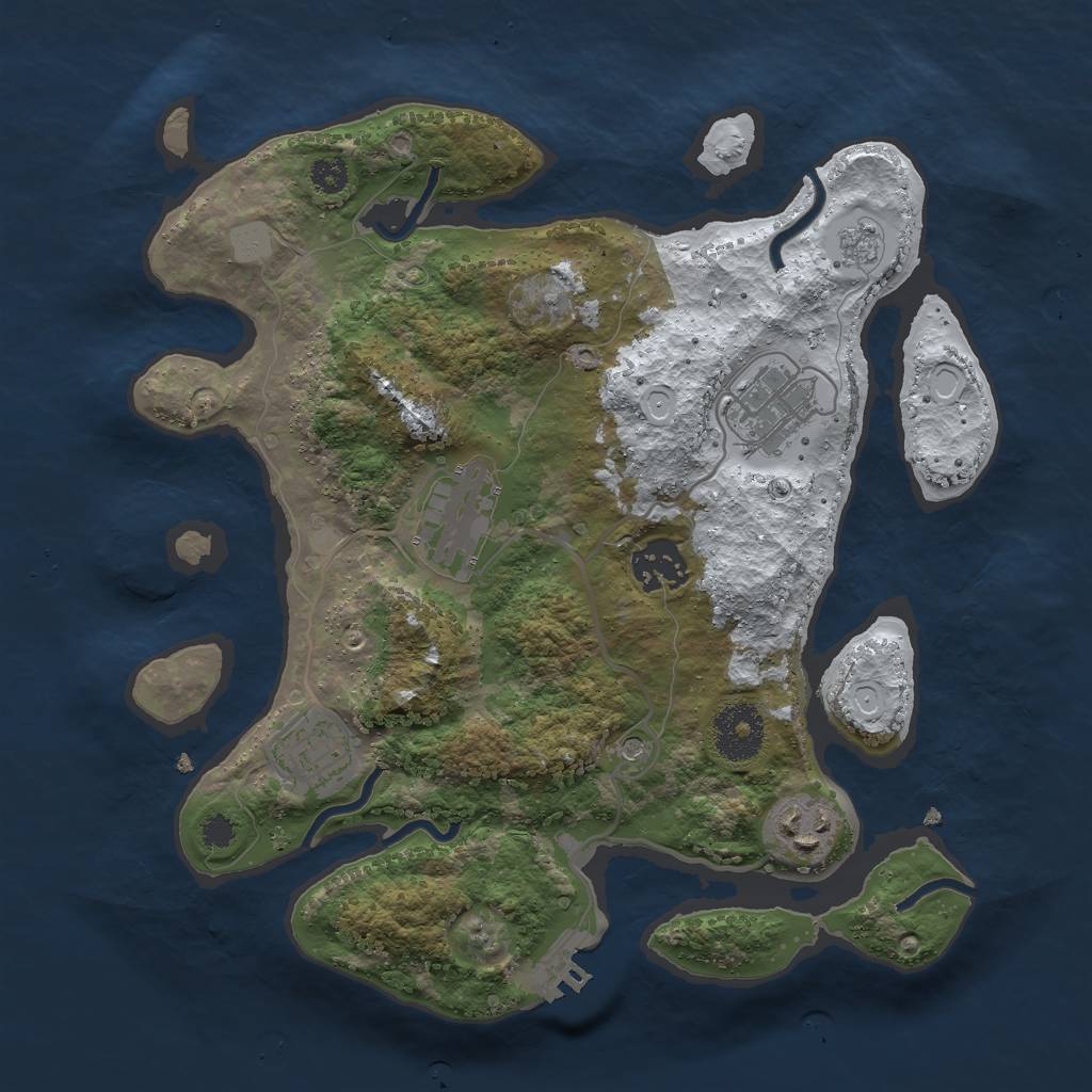 Rust Map: Procedural Map, Size: 3000, Seed: 1833427294, 13 Monuments