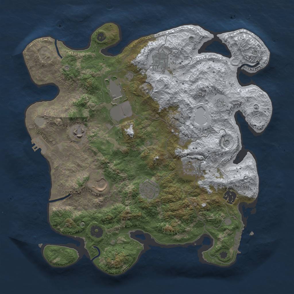 Rust Map: Procedural Map, Size: 3500, Seed: 137459101, 16 Monuments