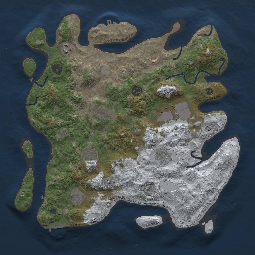 Rust Map: Procedural Map, Size: 3700, Seed: 1580012555, 18 Monuments