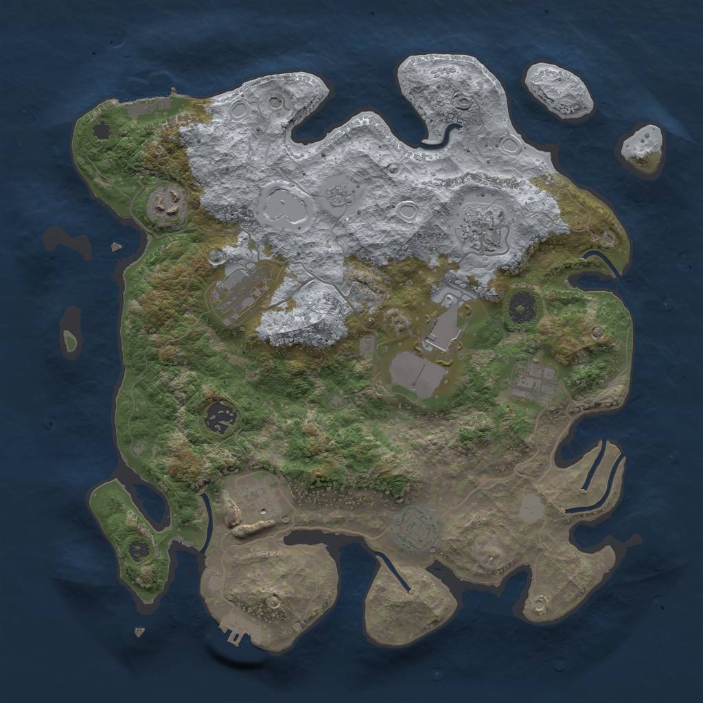 Rust Map: Procedural Map, Size: 3500, Seed: 1936694568, 17 Monuments