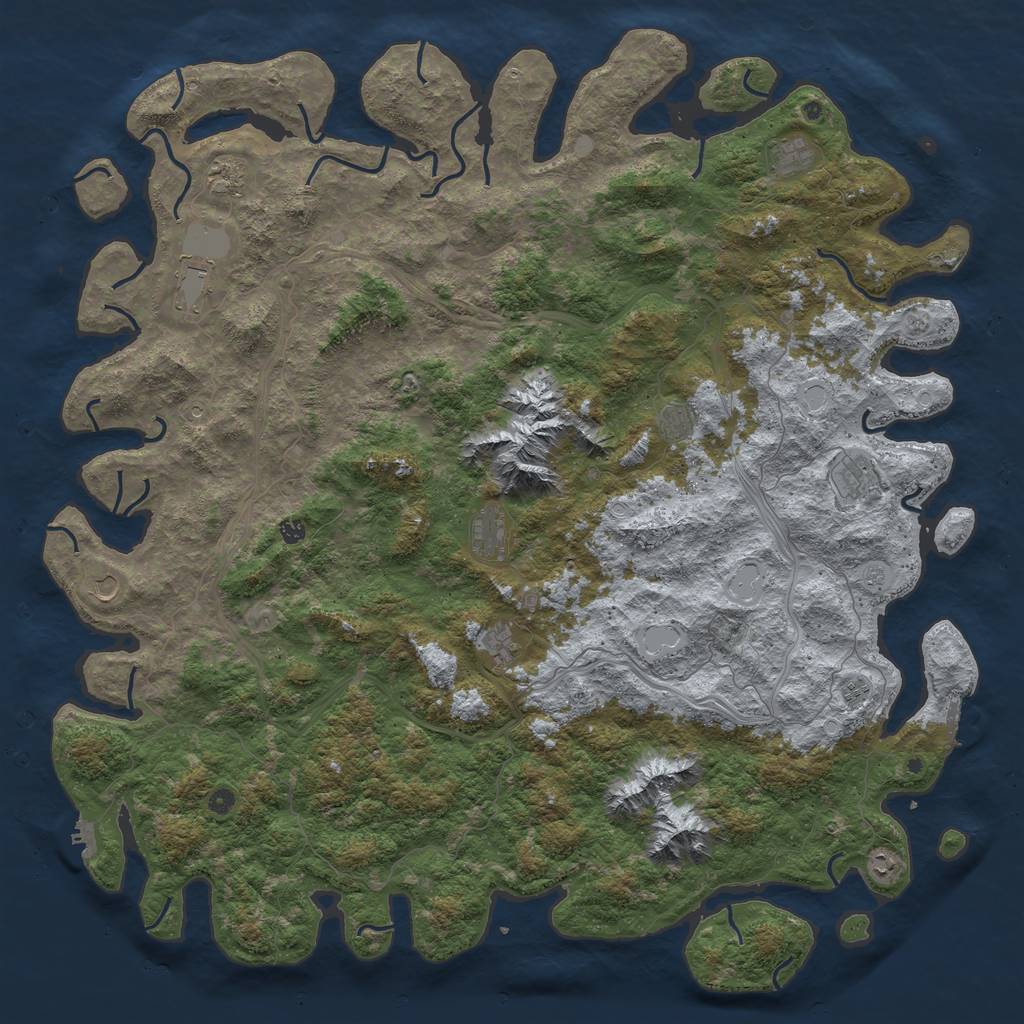 Rust Map: Procedural Map, Size: 6000, Seed: 7377, 20 Monuments