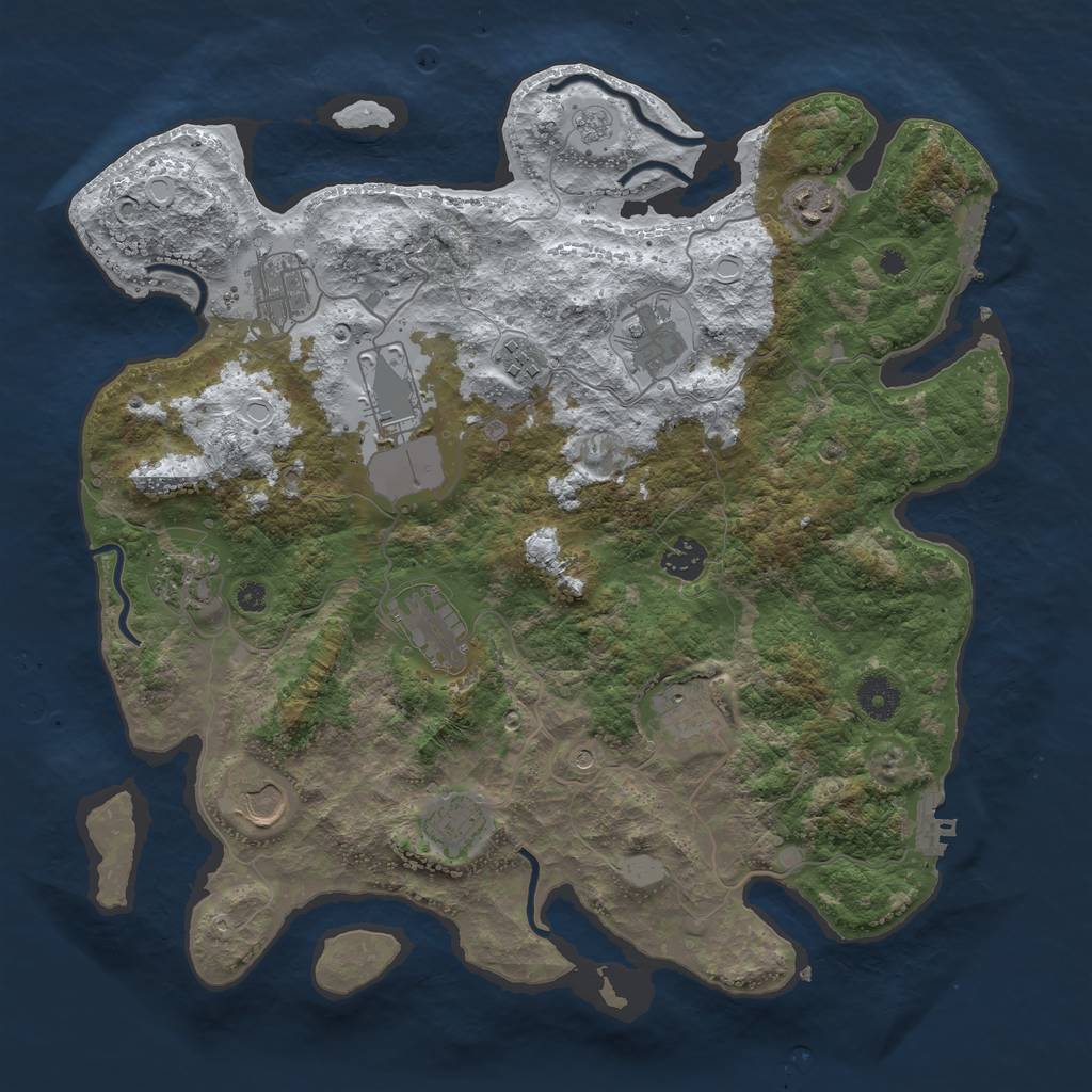 Rust Map: Procedural Map, Size: 3800, Seed: 838881261, 20 Monuments