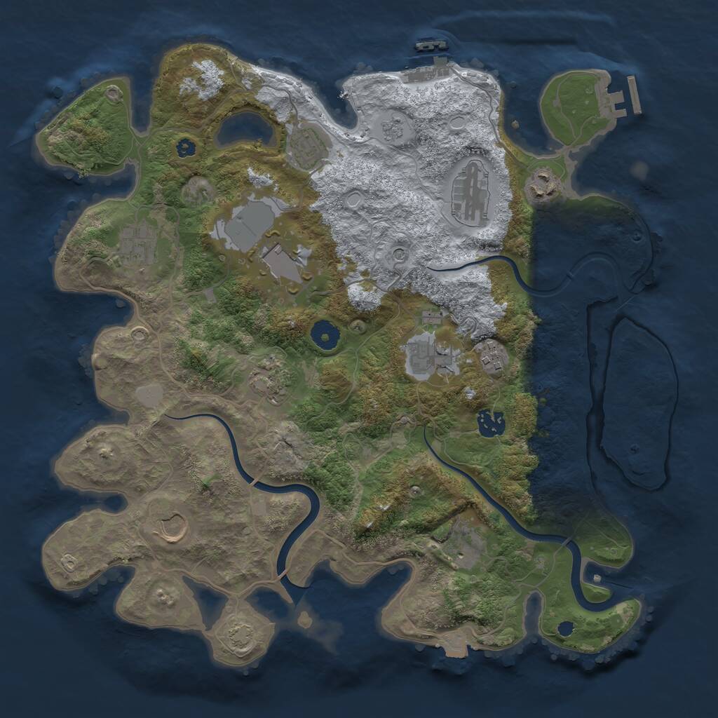Rust Map: Procedural Map, Size: 3750, Seed: 1016488832, 17 Monuments