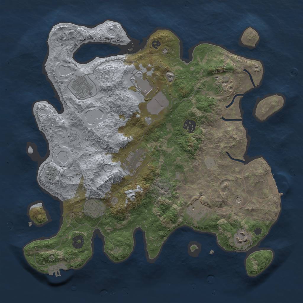 Rust Map: Procedural Map, Size: 3500, Seed: 1779431992, 18 Monuments