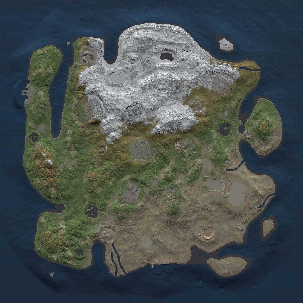 Rust Map: Procedural Map, Size: 3500, Seed: 2044444049, 19 Monuments