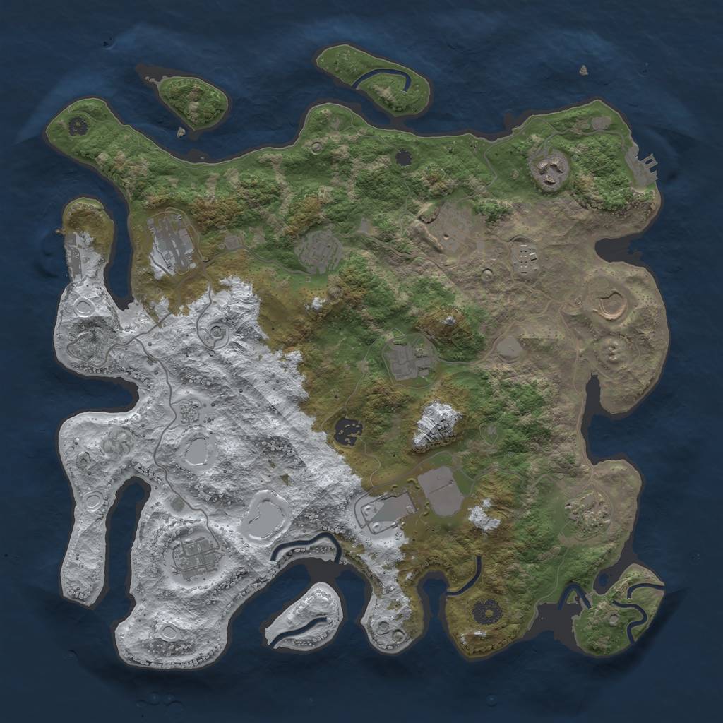 Rust Map: Procedural Map, Size: 3850, Seed: 1344113557, 20 Monuments