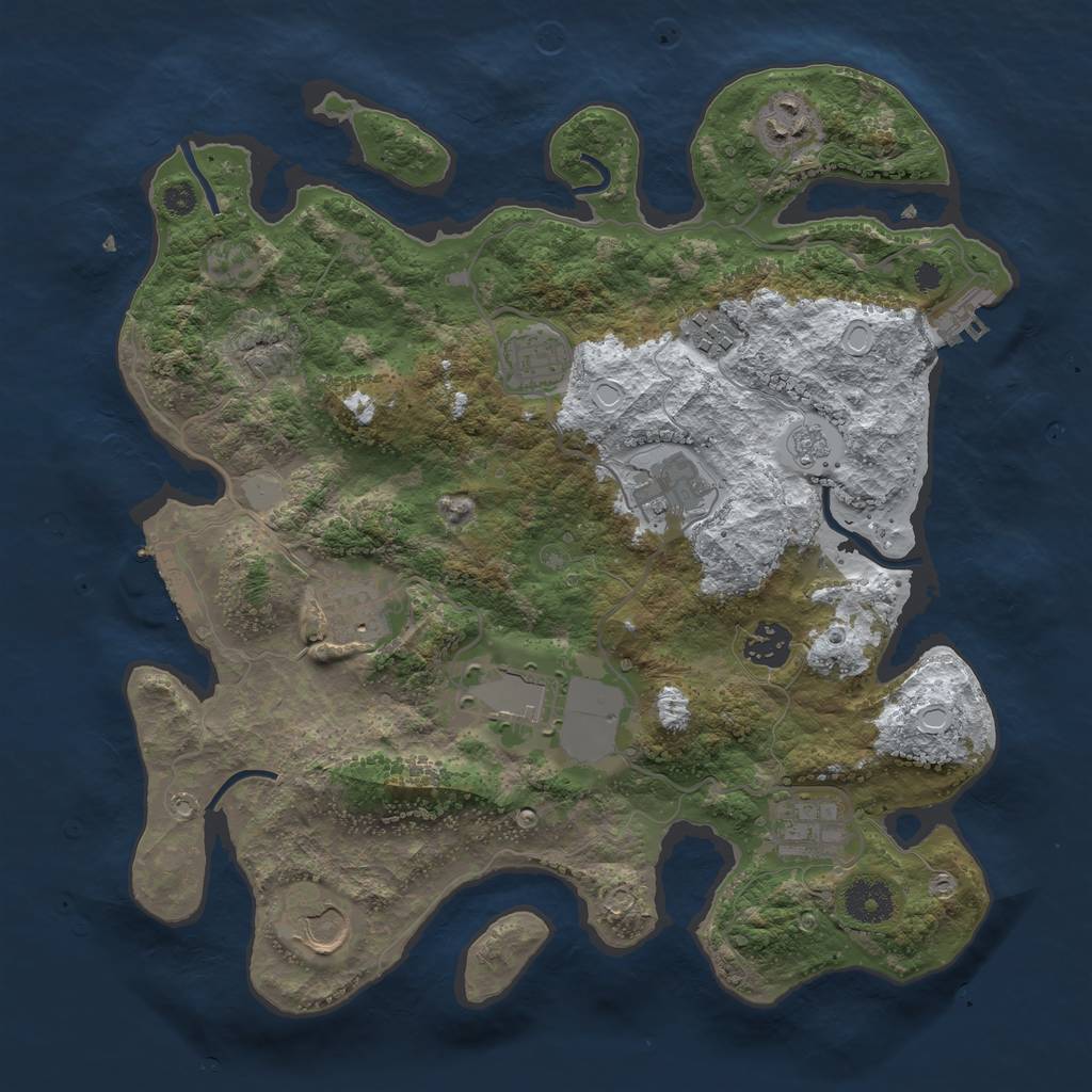 Rust Map: Procedural Map, Size: 3500, Seed: 54825757, 17 Monuments