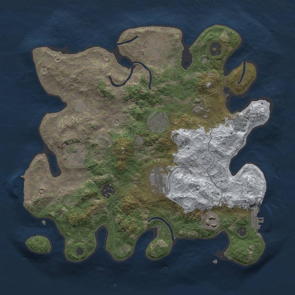 Rust Map: Procedural Map, Size: 3300, Seed: 33634, 17 Monuments