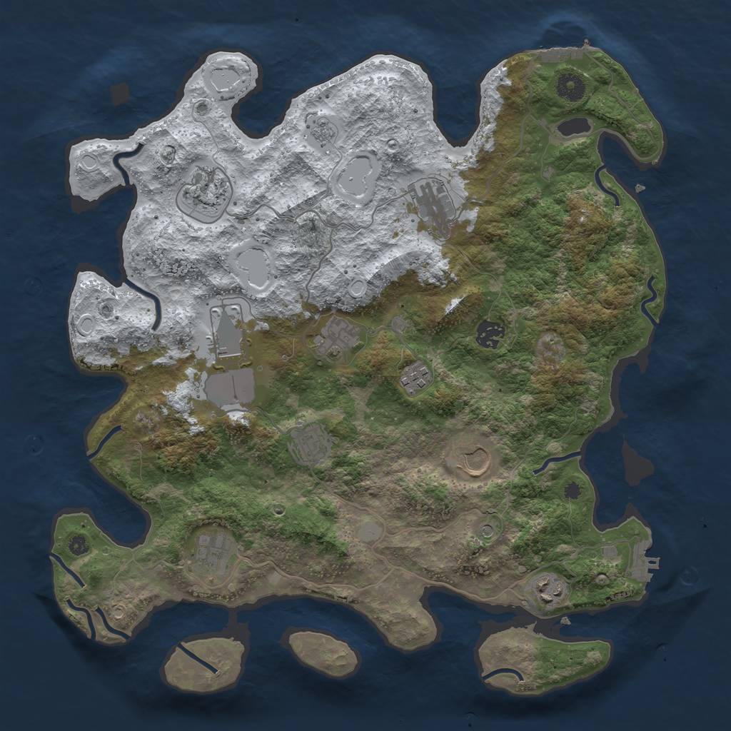 Rust Map: Procedural Map, Size: 3850, Seed: 1958122150, 19 Monuments