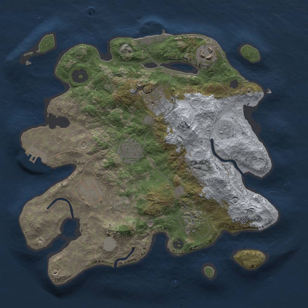 Rust Map: Procedural Map, Size: 3000, Seed: 13834, 12 Monuments