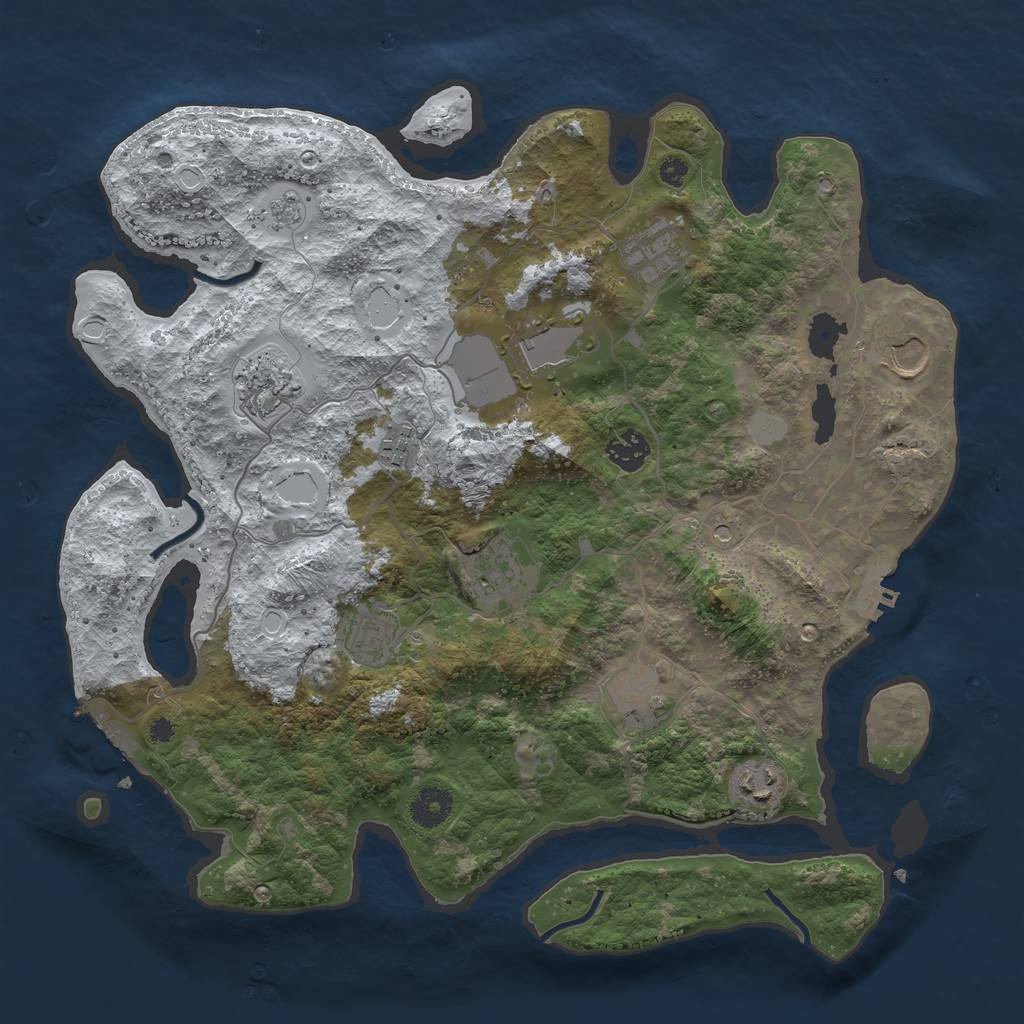 Rust Map: Procedural Map, Size: 3750, Seed: 533, 19 Monuments