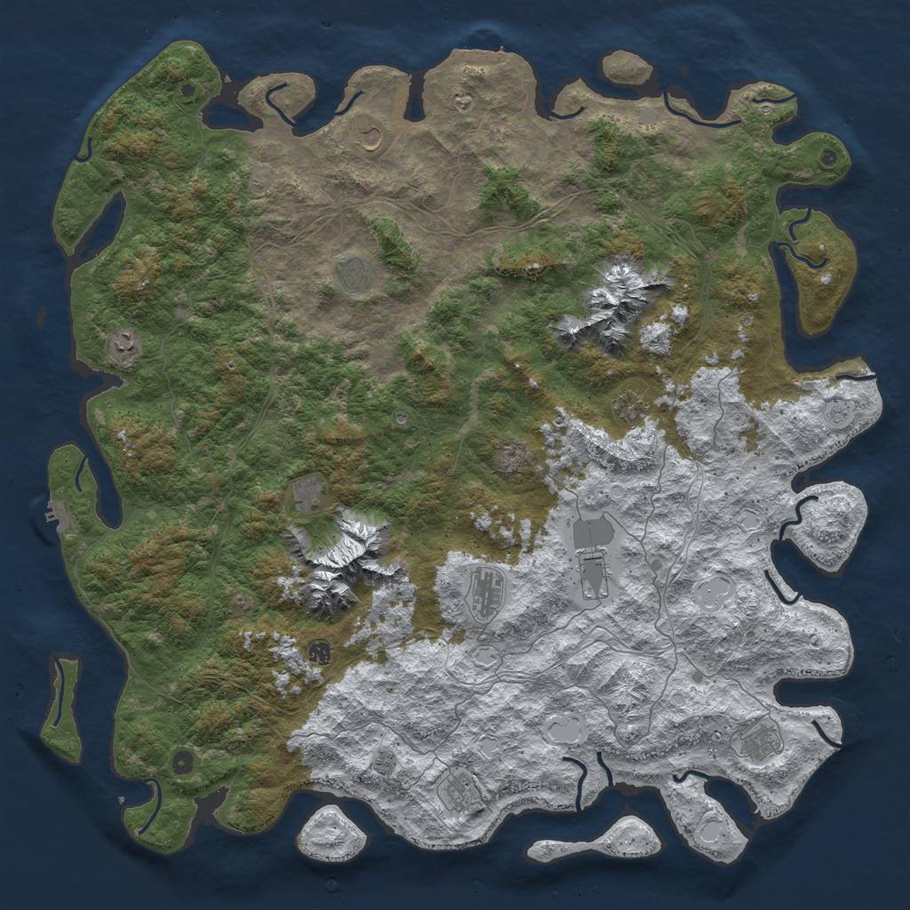 Rust Map: Procedural Map, Size: 6000, Seed: 90000, 20 Monuments