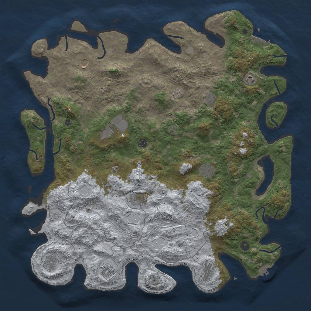 Rust Map: Procedural Map, Size: 4980, Seed: 1236568449, 20 Monuments