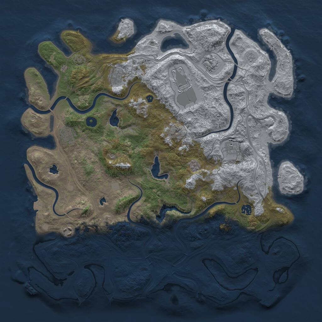 Rust Map: Procedural Map, Size: 4500, Seed: 985542863, 14 Monuments