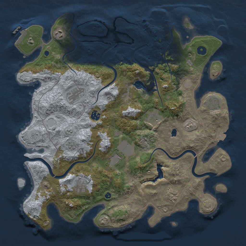 Rust Map: Procedural Map, Size: 4000, Seed: 3999, 15 Monuments